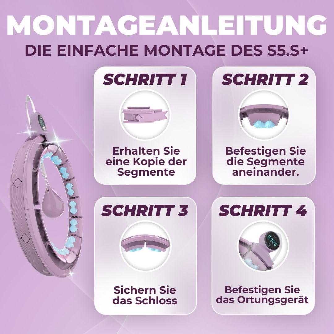 Swiss Activa+ Leiser Hula-Hoop-Reifen mit Taillentrainer S5.S+ mit Taillengürtel, S5.S+ mit Tailleng