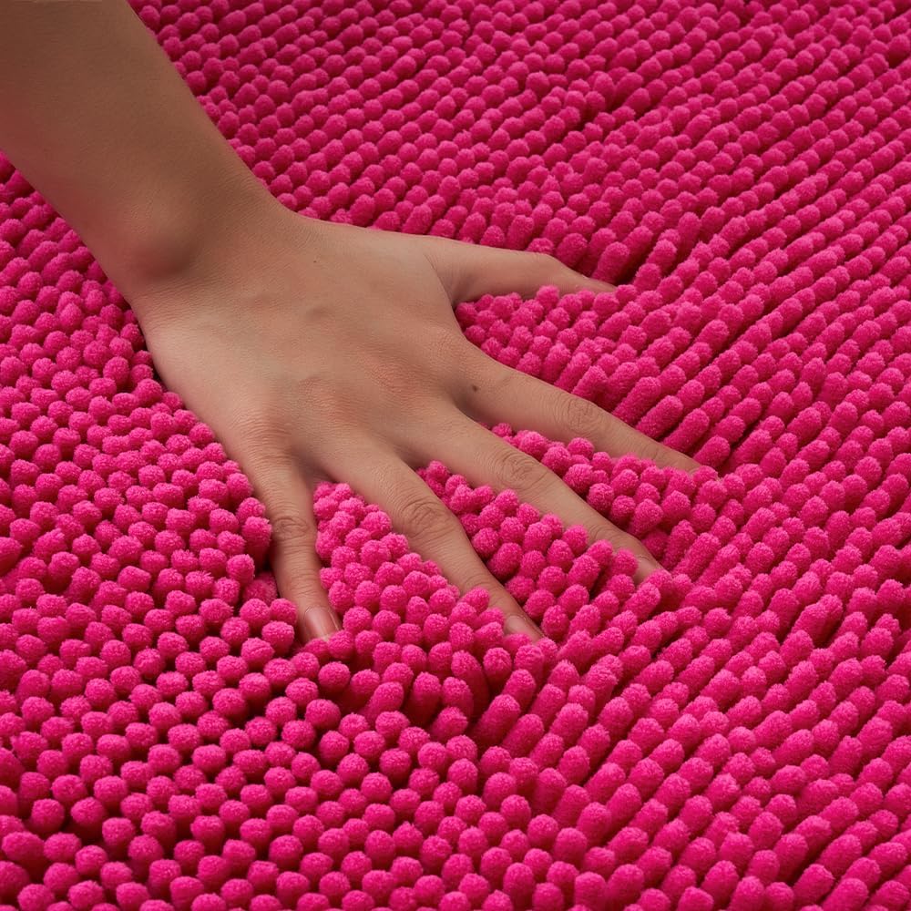 MIULEE Badematte 50x80 cm Rosa – Super Saugfähiger Badteppich Weich & rutschfest, Waschbarer Badezim