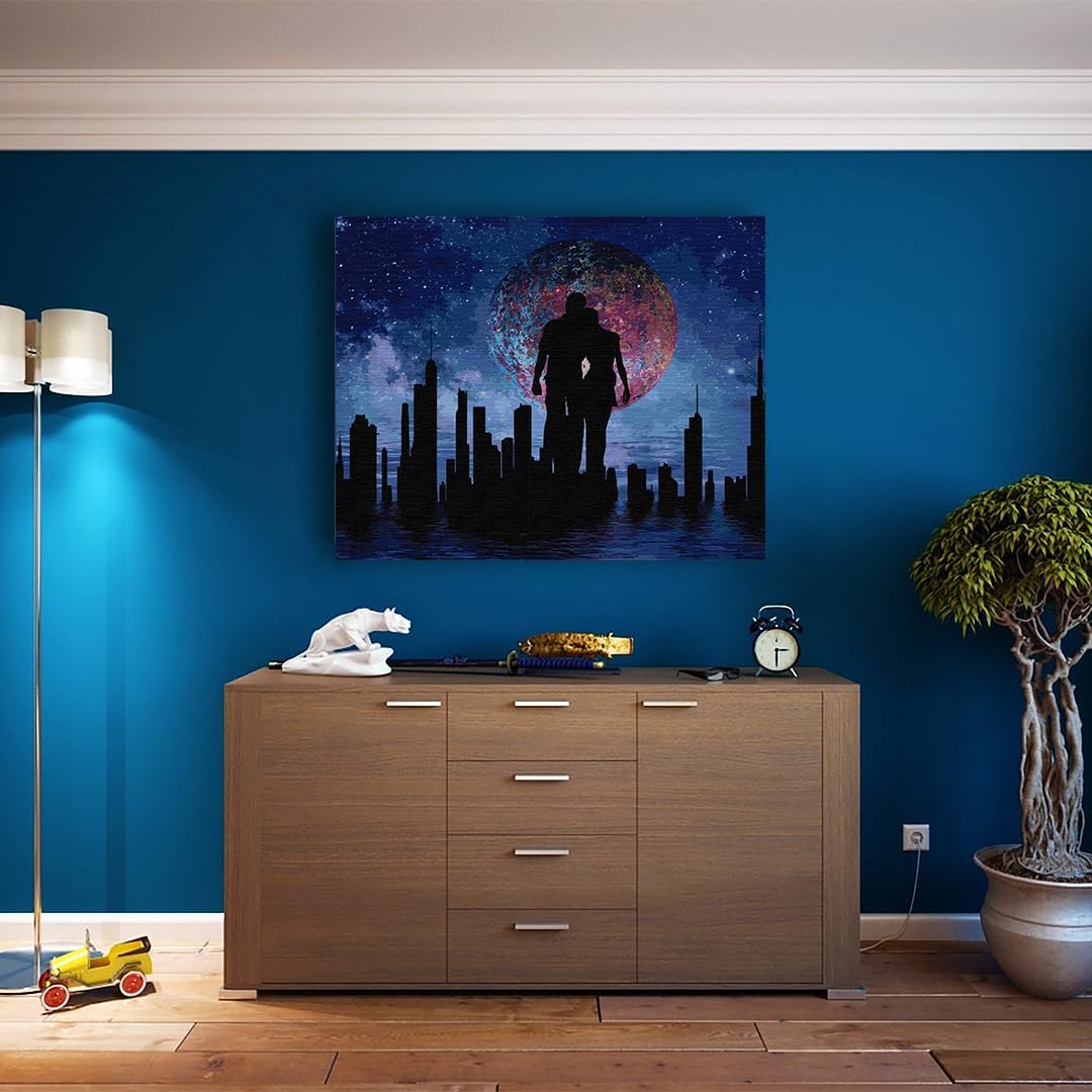Artnapi Malen nach Zahlen Erwachsene mit Rahmen | DIY Handgemalt | Silhouetten in einer kosmischen S