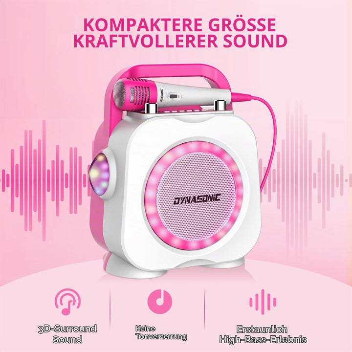 DYNASONIC Karaoke mit Mikrofon, Original Geschenke für Kinder Mädchen, Sprecher, Spielzeug Mädchen (