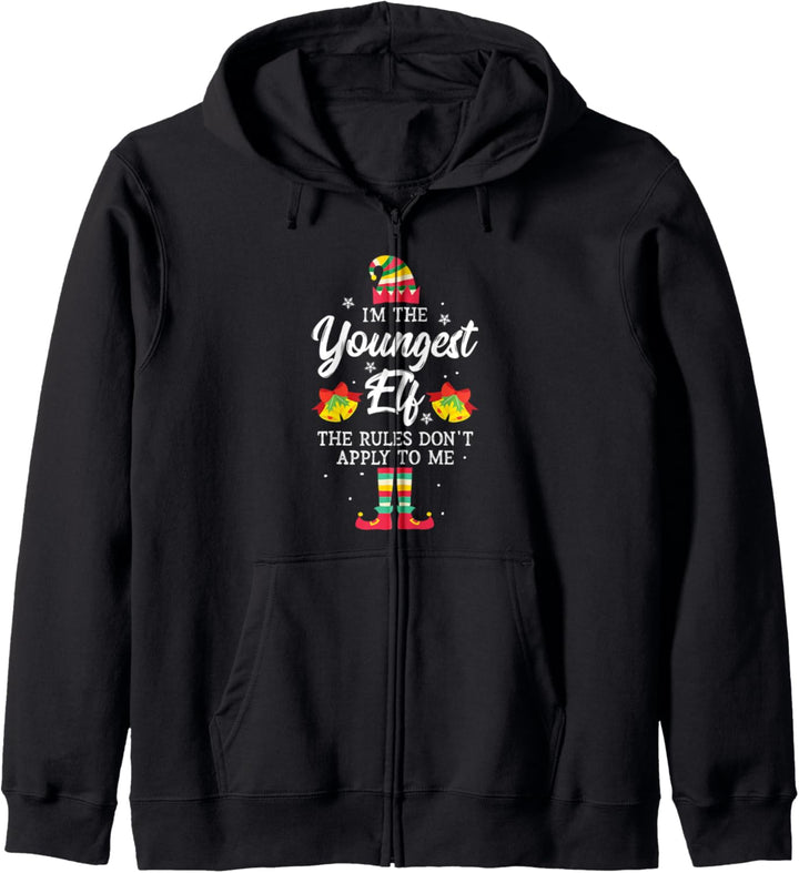 I'm The Youngest Elf The Rules Don't Apply To Me Christmas Kapuzenjacke