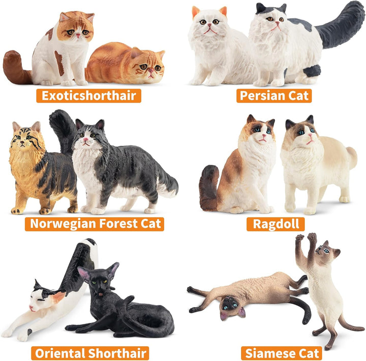 Katze Figuren Playset, 12PCS niedliche Miniatur Katze Figur Spielzeug, Kuchen Topper für Geburtstags
