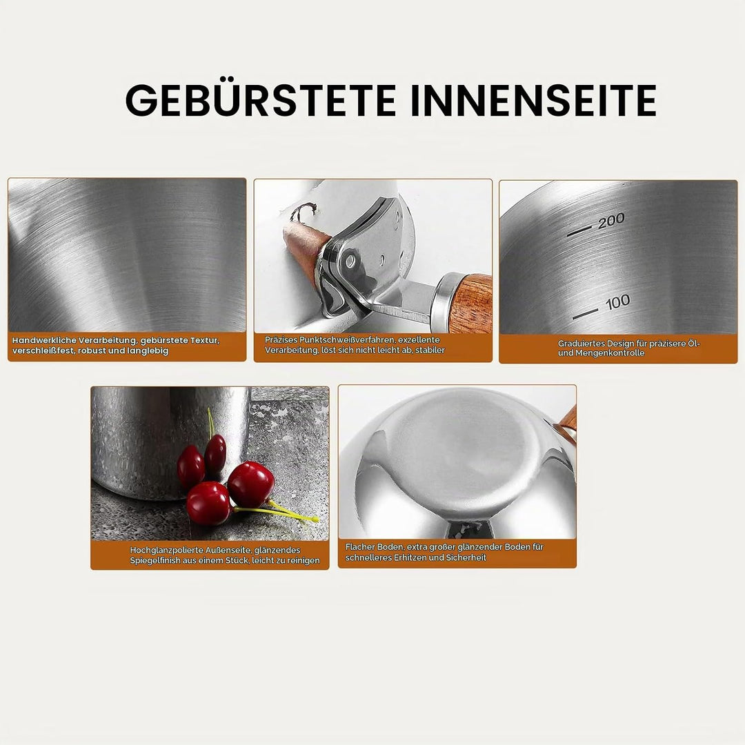 450 Ml Edelstahl-Butterwärmer, Mini-Kaffee-Milchtopf, Kleiner Topf mit Ausgiesser, Deckel, Pfannenau
