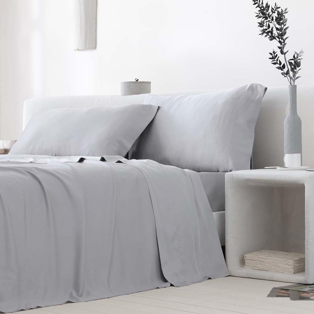 COTTON ARTean Bettwäsche-Set aus Bambus, Grau, organisch und hypoallergen, für Betten von 105 x 190/