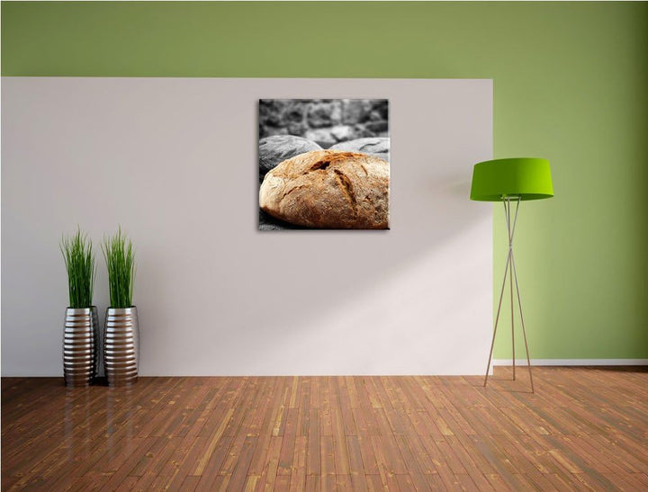 Pixxprint knuspriges Brot als Leinwandbild Quadratisch/Grösse: 70x70 / Wandbild/Kunstdruck/fertig be