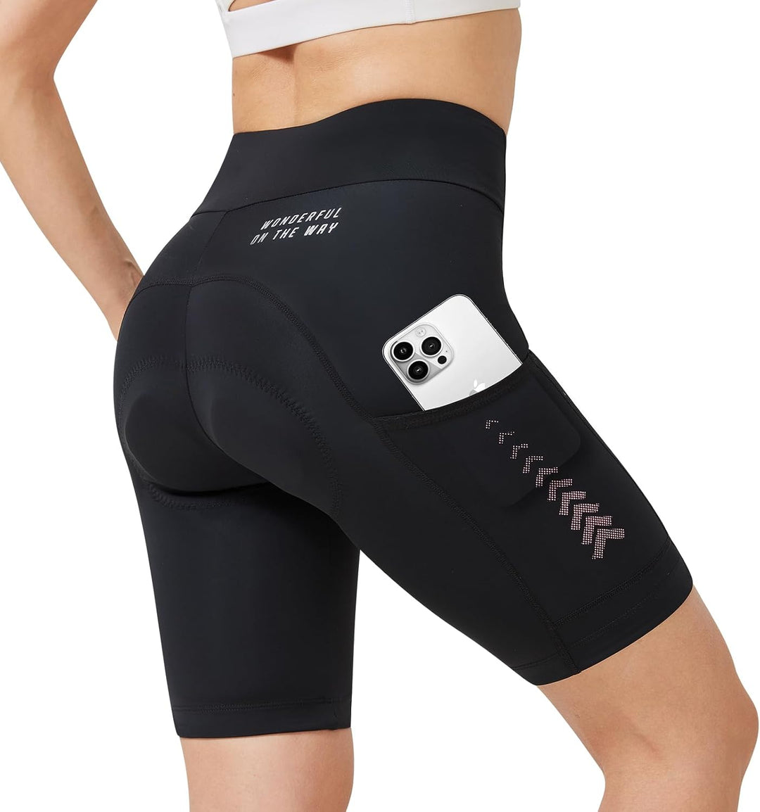 Santic Fahrradhose Damen Gepolstert Kurz Radlerhose Gepolstert Schnelltrockende mit Sitzpolster 3D b