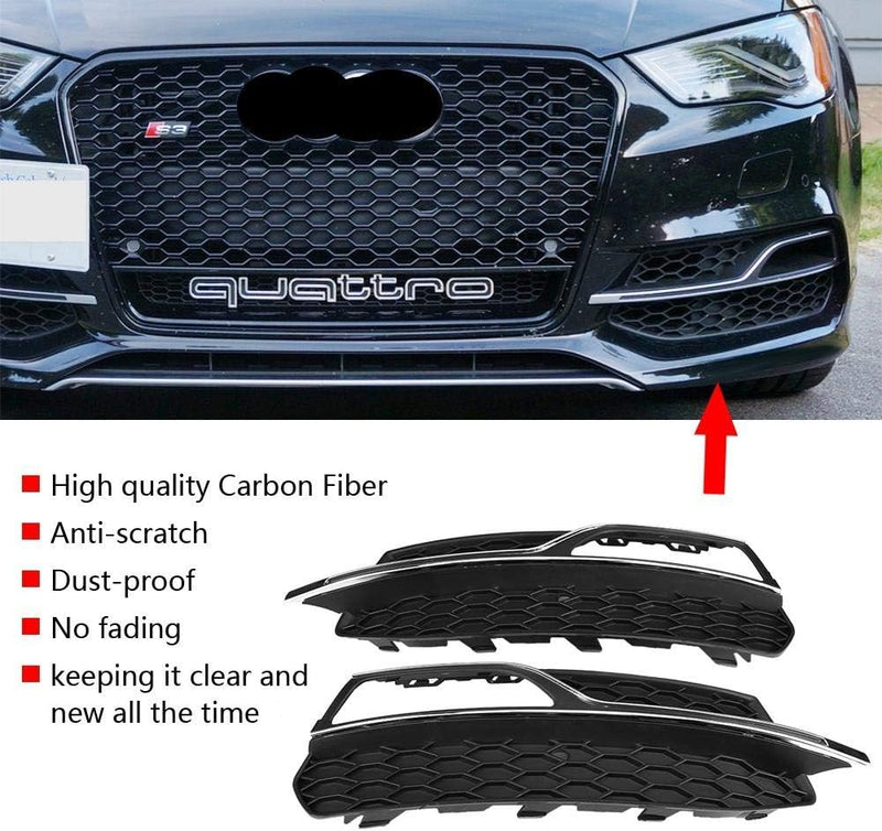 Auto Nebelscheinwerfer Grill, Für S3 Style Frontstossstange Nebelscheinwerfer Grill Schwarz glänzend