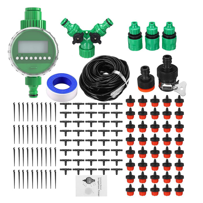 30 m Bewässerungssystem ROFMAPLE Tropfbewässerungsset mit automatischer Wasserzeitschaltuhr Schlauch