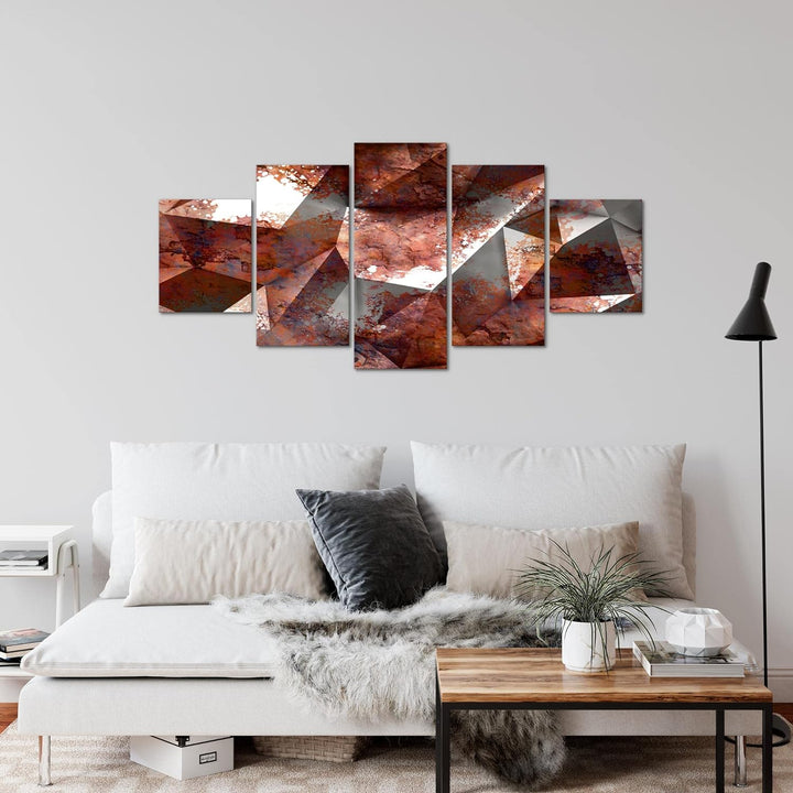Runa Art Wandbilder 3D Effekt 5 Teilig Bild auf Vlies Leinwand Deko Wohnzimmer Abstrakt Illusion Bra