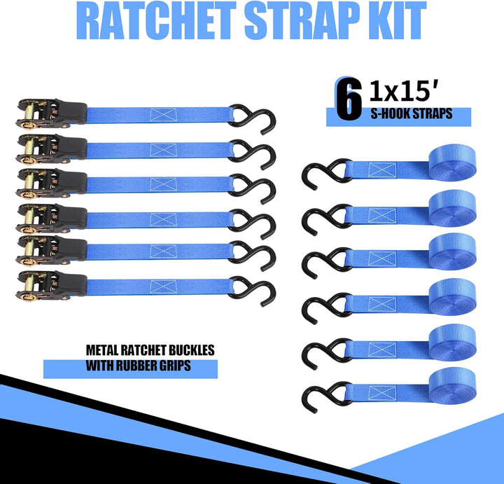 CARTMAN Spanngurt mit Ratsche, blau, 6PK Blau 6 pack, Blau 6 pack