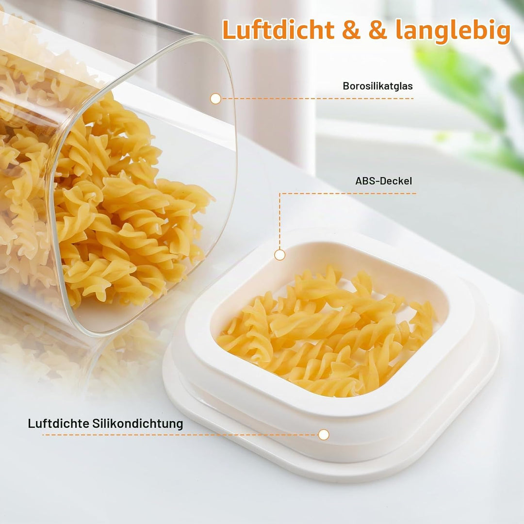 VINATO 1,1L Vorratsdosen Glas 4er Set, Vorratsgläser mit Deckel Luftdichte Aufbewahrungsgläser für M