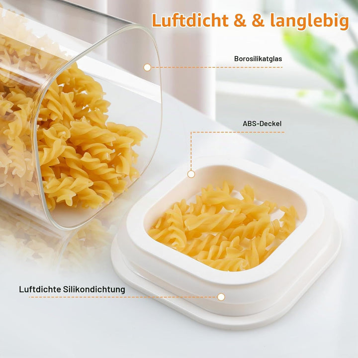 VINATO 1,1L Vorratsdosen Glas 4er Set, Vorratsgläser mit Deckel Luftdichte Aufbewahrungsgläser für M