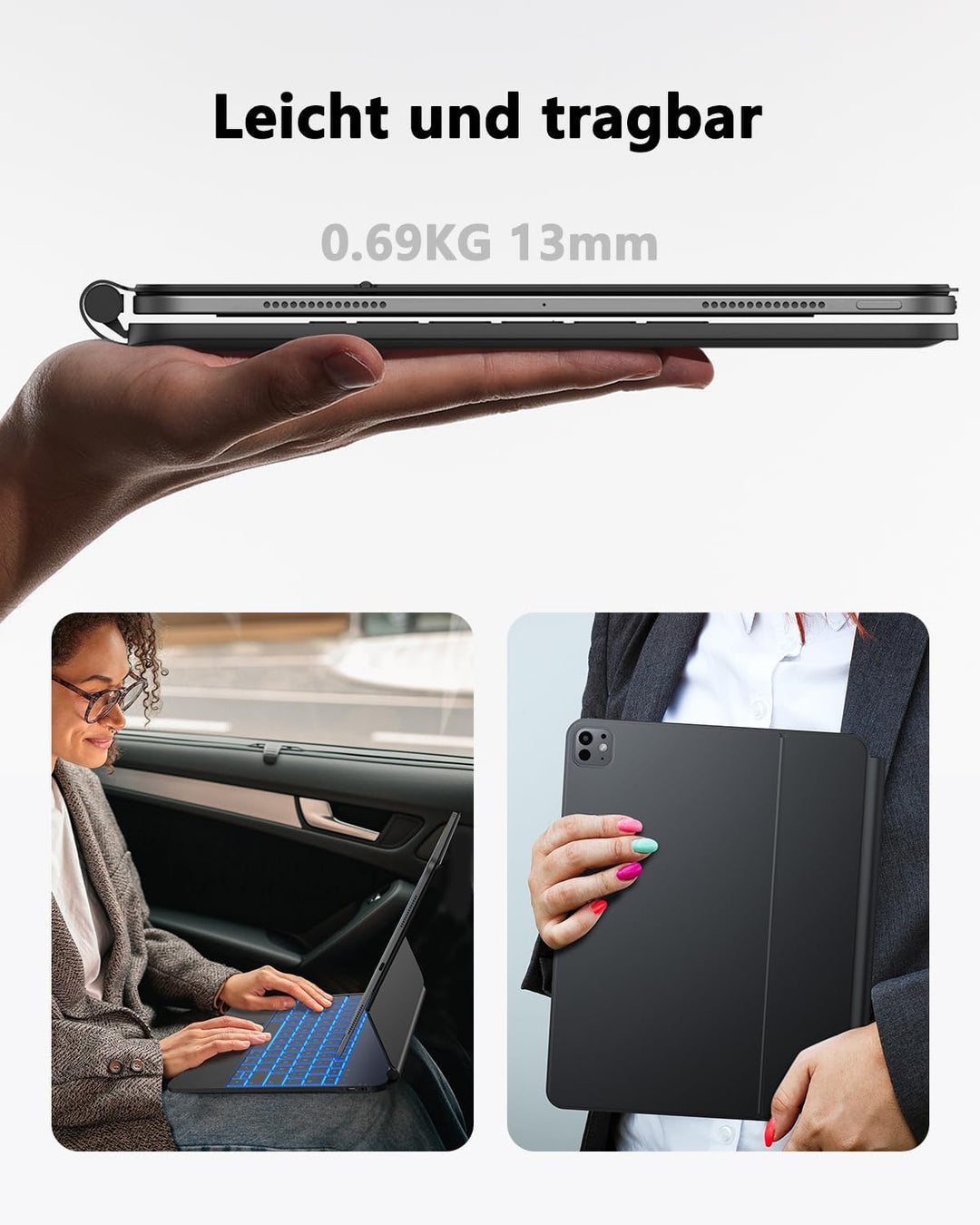 TECURS Tastatur Hülle für iPad Pro 13 Zoll (M5/M4, 2025/2024), Magic Keyboard für iPad Pro 13 mit Tr