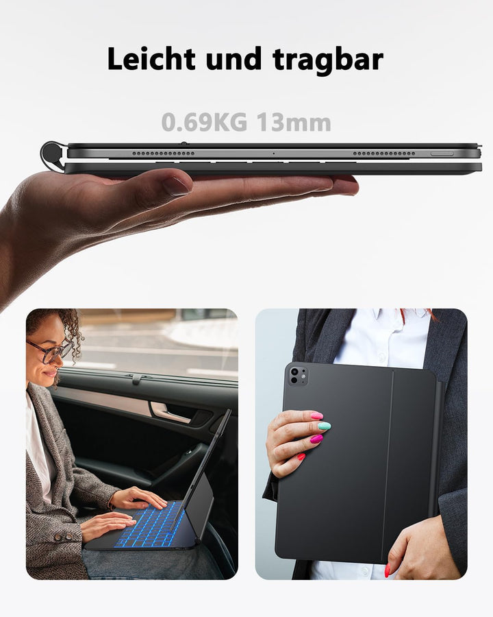 TECURS Tastatur Hülle für iPad Pro 13 Zoll (M5/M4, 2025/2024), Magic Keyboard für iPad Pro 13 mit Tr