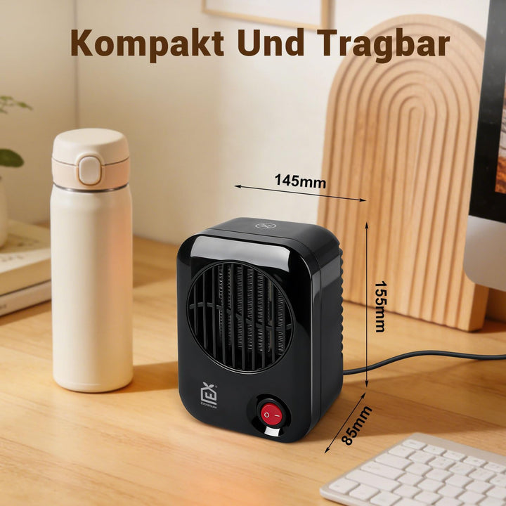 Mini Elektrischer Heizlüfter 600W, Kleiner PTC Tischheizgerät mit Überhitzungsschutz und V0-Flammsch