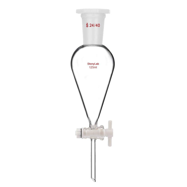 StonyLab 125 ml Trichter aus Borosilikatglas, Separatory Funnel, Schwerwandig Konisch mit 24/40 Gele