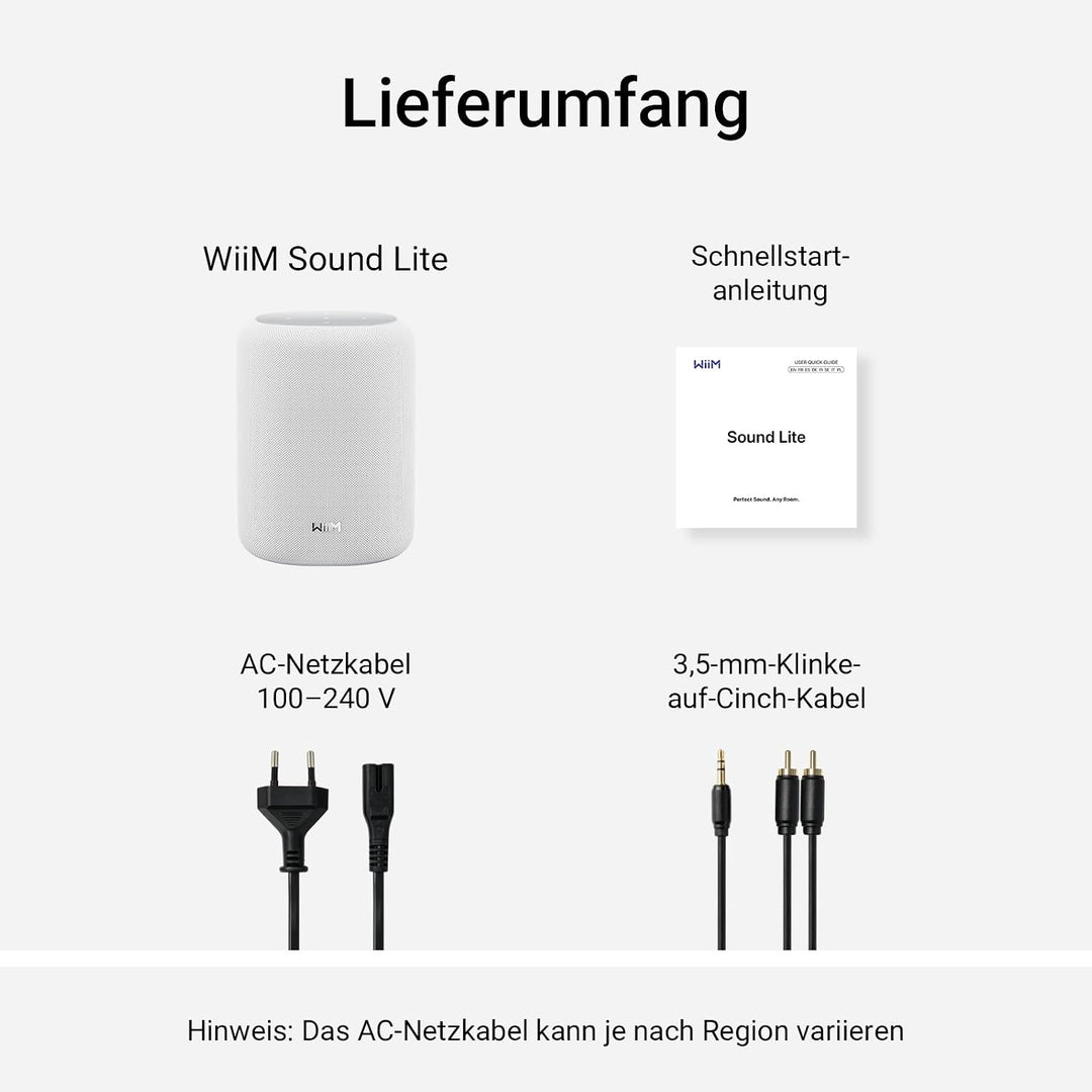 WiiM Sound Lite Smart Speaker, Hi-Res 24-bit/192 kHz, AI RoomFit™ Raumkorrektur, 100W Peak, WLAN 6E/