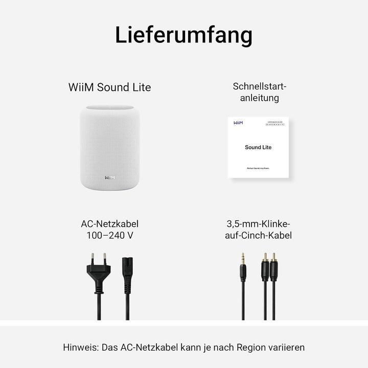 WiiM Sound Lite Smart Speaker, Hi-Res 24-bit/192 kHz, AI RoomFit™ Raumkorrektur, 100W Peak, WLAN 6E/
