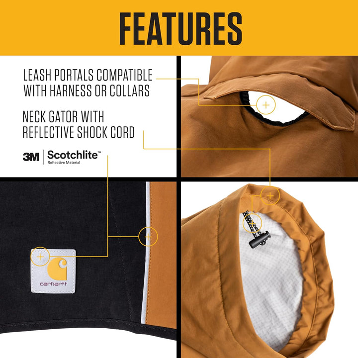 Carhartt Strapazierfähige Hunde-Regenjacke mit wasserdichtem Sturmschutz-Material und verstellbaren