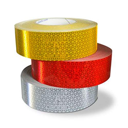UvV Orafol 1 x Filzrakel + 3 x 1 Meter Reflexite Konturmarkierungsfolie silber-weiss, gelb und rot