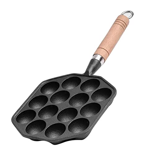 14-Loch-Takoyaki-Pfanne, Antihaftbeschichteter Gusseisen-Oktopus-Fleischbällchen-Maker mit Abnehmbar