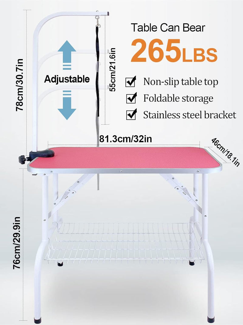 Kalolary 32inch Hund Trimmtisch Schertisch Hundepflegetisch, Hundepflegetisch klappbar, Tierpflegeti