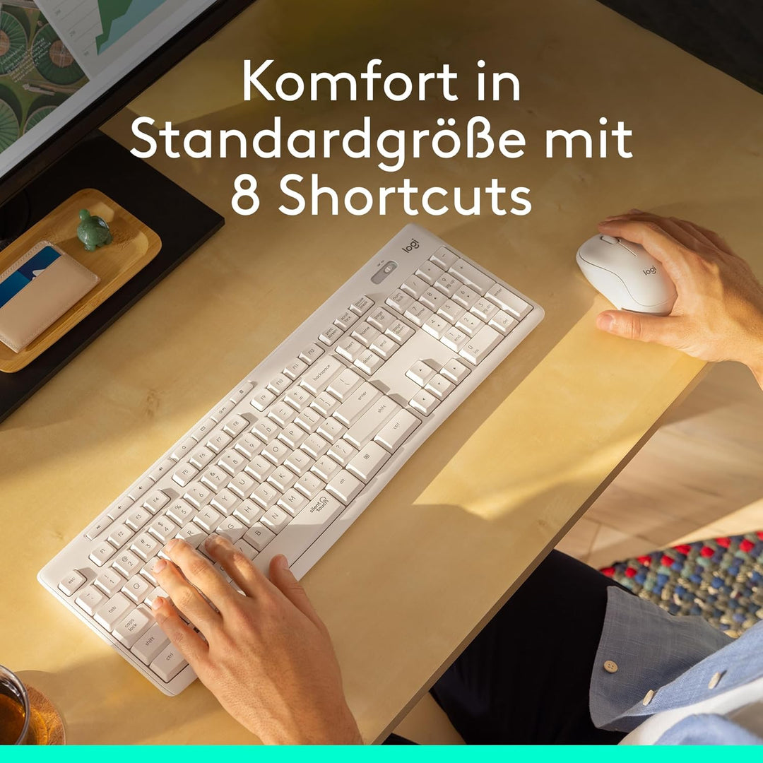 Logitech MK295 kabelloses Tastatur-Maus-Set mit SilentTouch-Technologie, Shortcut-Tasten, optischer