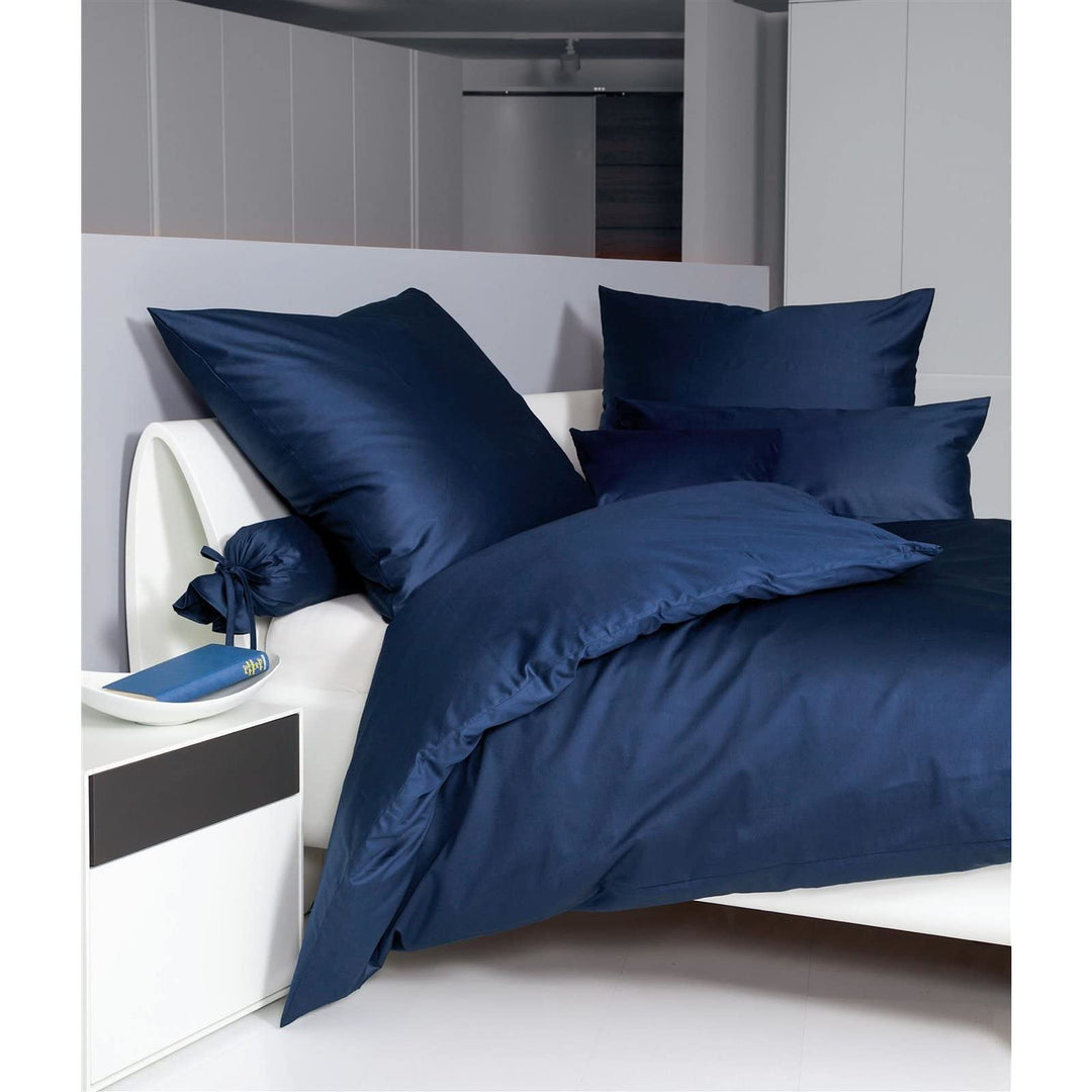 Janine Mako Satin Bettwäsche Uni Colors 155 x 220 cm Marine 155 cm x 220 cm Marine, 155 cm x 220 cm
