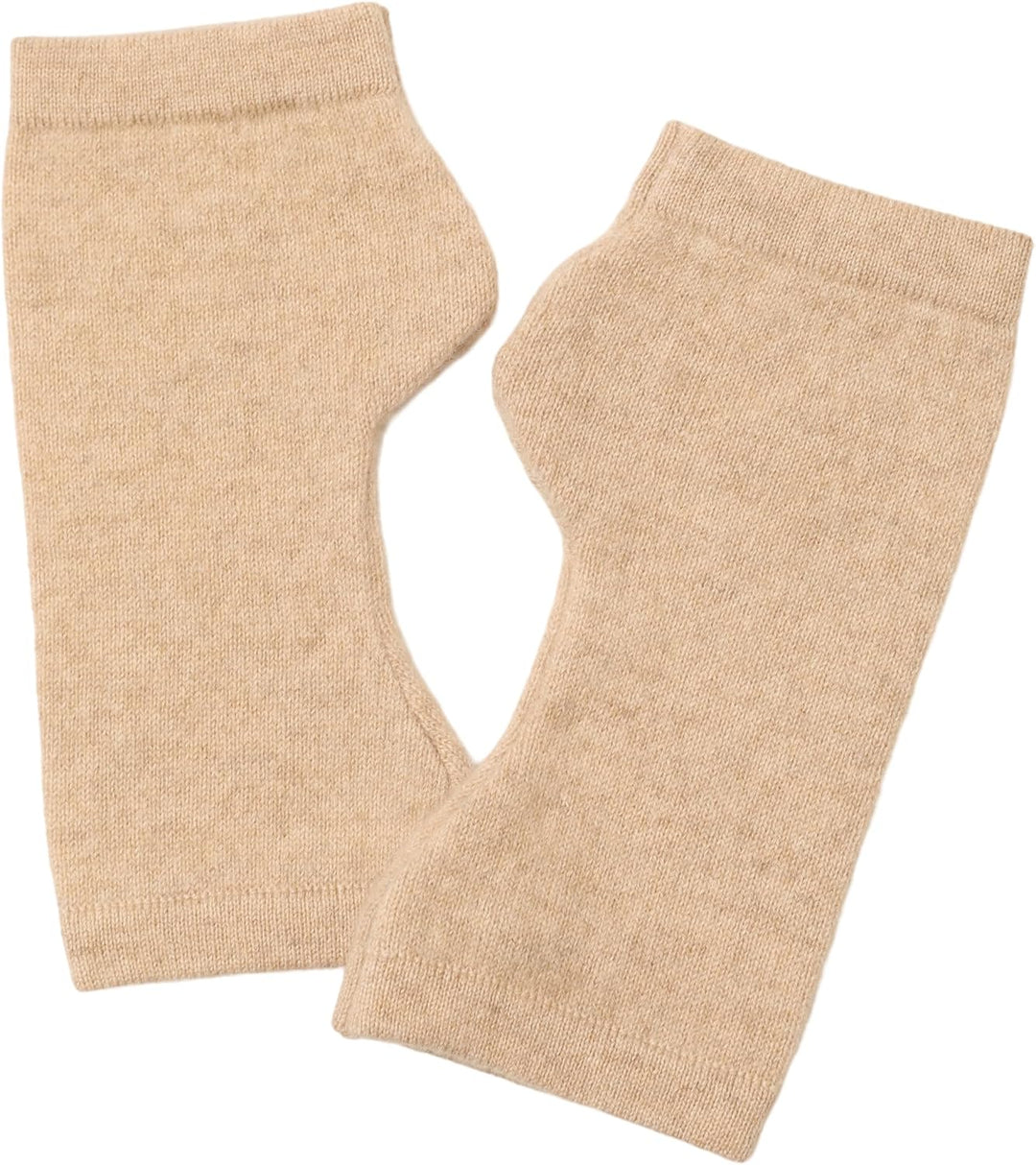 Kaschmir-Wolle Damen Pulswärmer fingerlose Handschuhe Hand-Stulpen 19 cm X 10 cm Taupe Beige, 19 cm