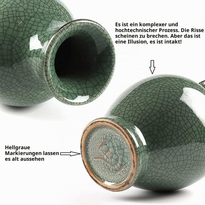 Chinesische Keramik-Kunst, handgefertigt, antike Eisriss-Glasur, grosse Porzellan-Blumenvase für Hei