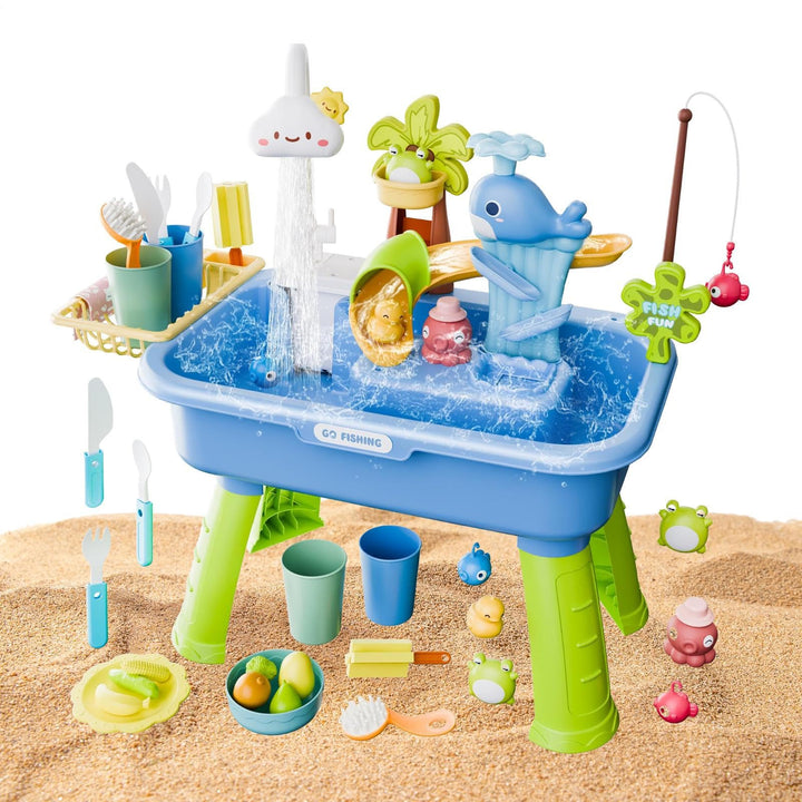 Wassertisch Für Kinder - 4-in-1 Aktivitätstisch Mit Fliessendem Wasser | Sicheres Kunststoffmaterial