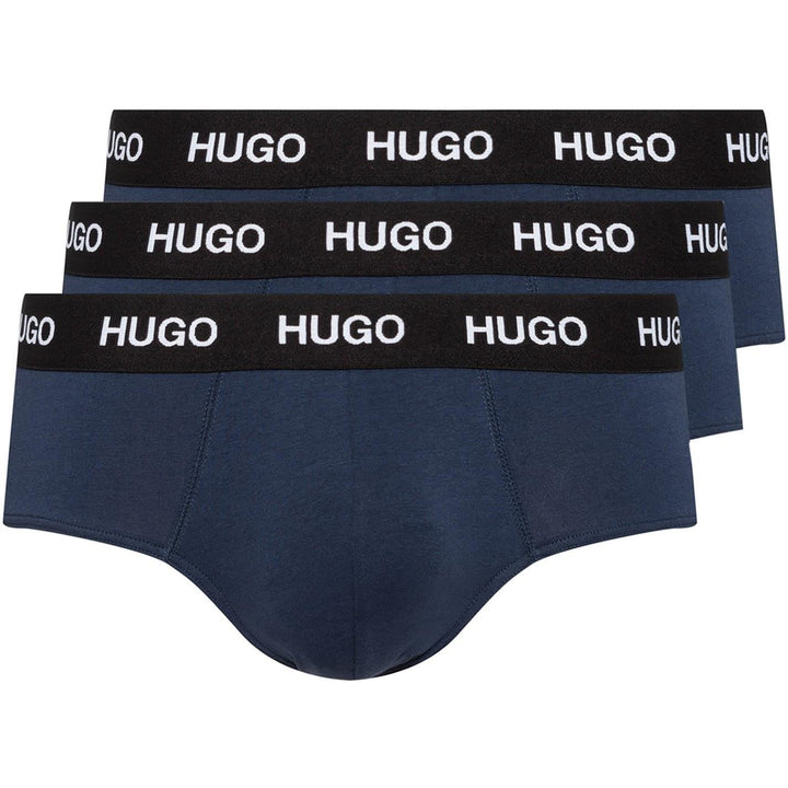 HUGO Herren HIPBRIEF TRIPLETPACK Dreier-Pack Slips aus Stretch-Baumwolle mit Logo am Bund, Navy410
