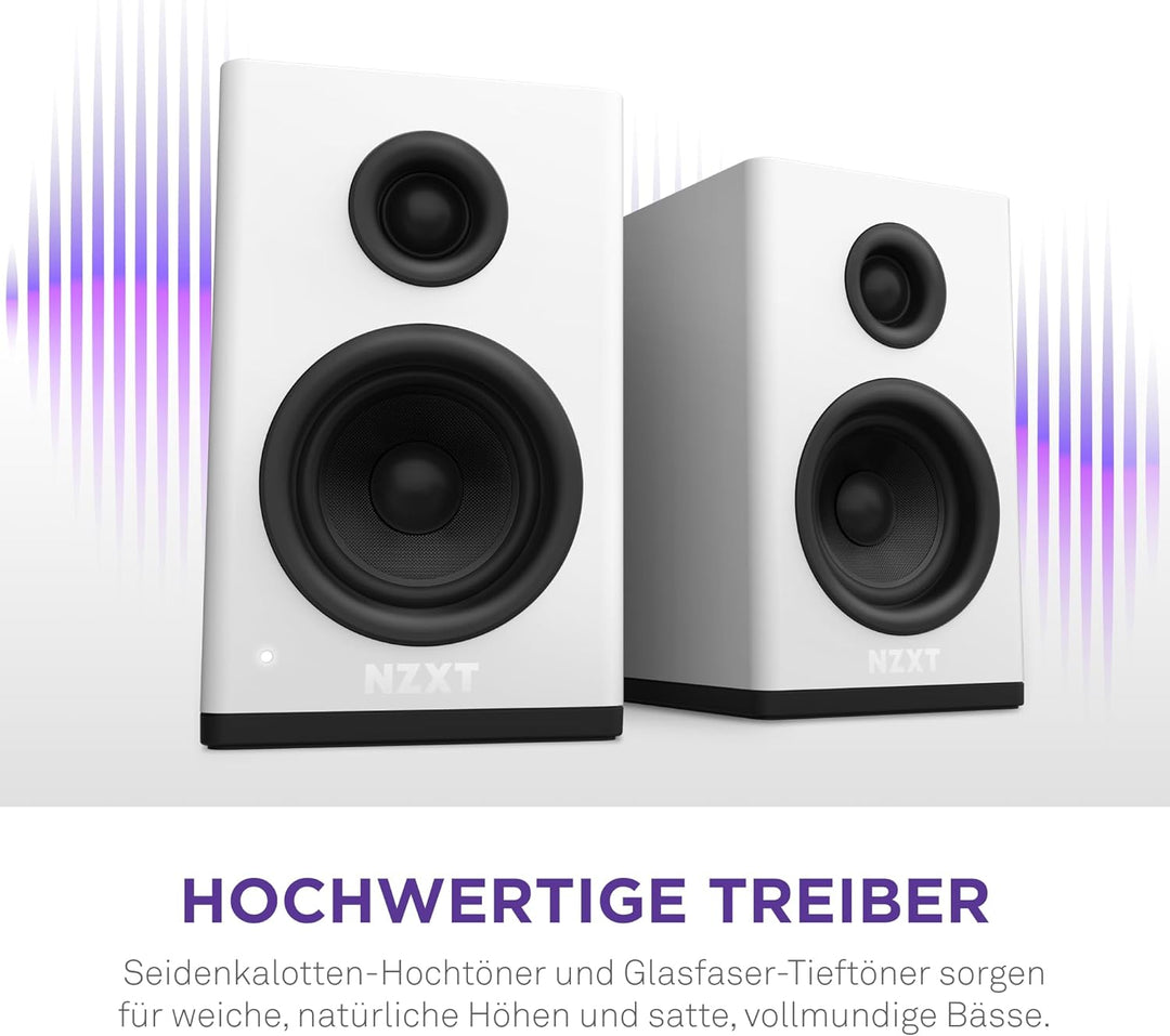 NZXT Relay PC-Gaming-Desktop-Lautsprecher –AP-SPKW2-EU - Full-Range-Sound – 80 Watt – Hoher Dynamikb
