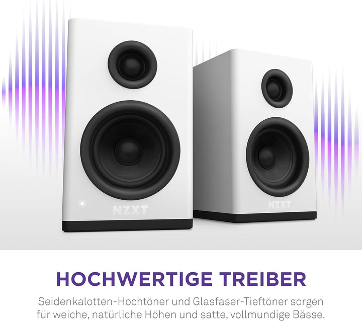 NZXT Relay PC-Gaming-Desktop-Lautsprecher –AP-SPKW2-EU - Full-Range-Sound – 80 Watt – Hoher Dynamikb