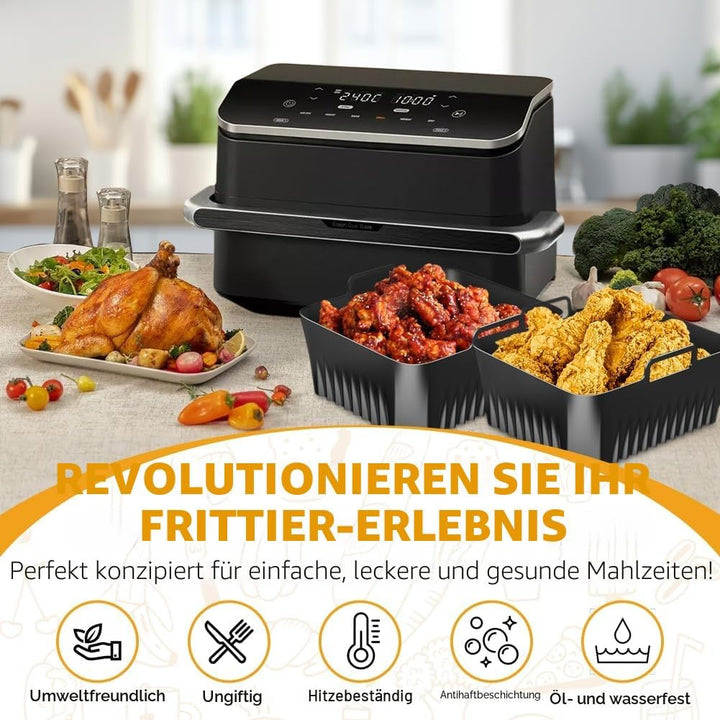 3 Stück Silikonform HeissLuftfritteuse Zubehör für Cosori Twinfry 10L,Silikonform Airfryer für Cosor