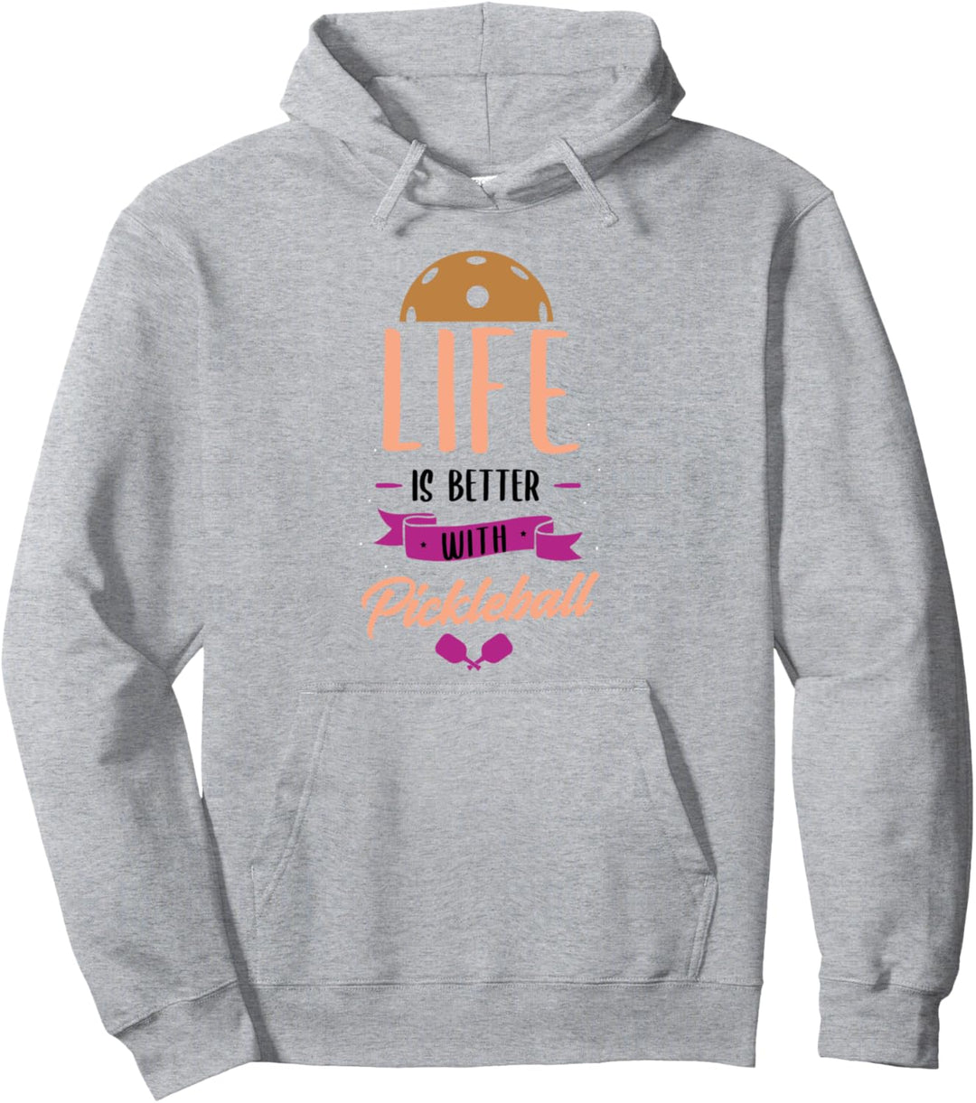 Leben mit Pickleball Ironischer Ballsport Pullover Hoodie