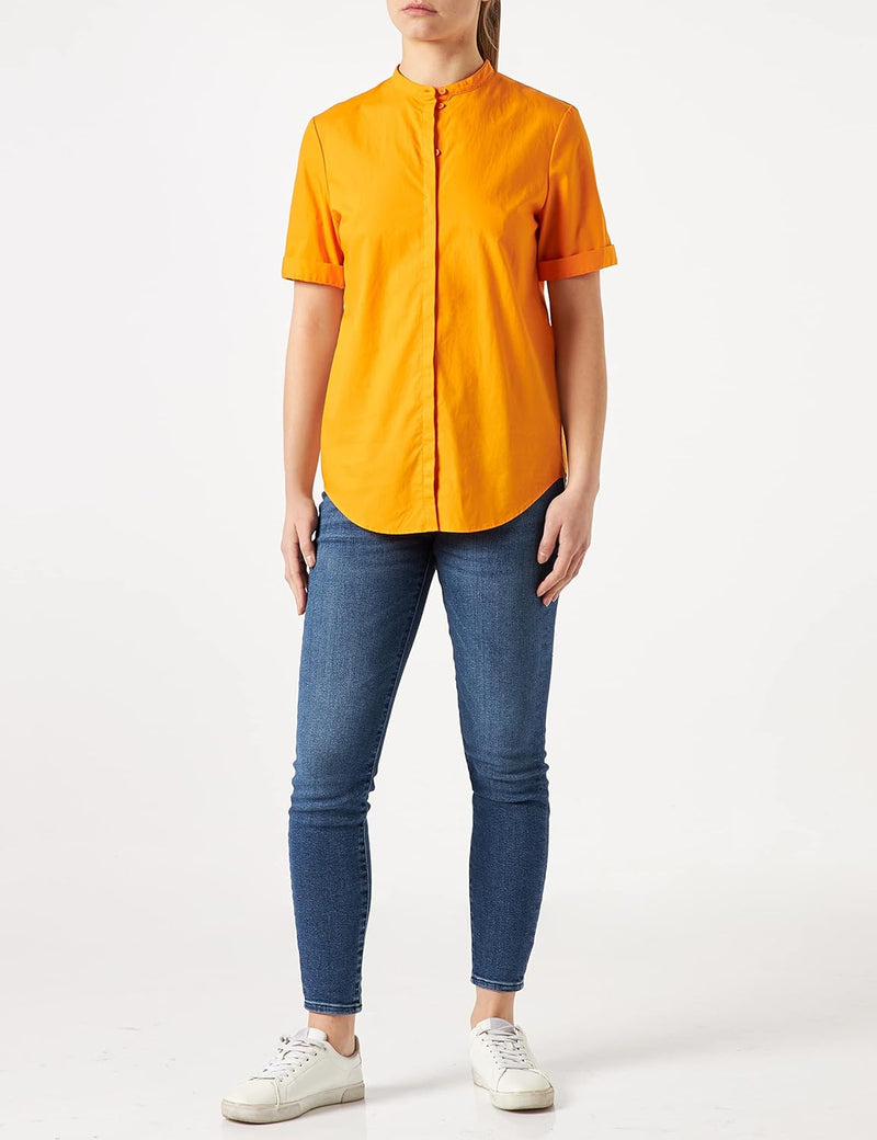 BOSS Damen C Befelina Kragenlose Relaxed-Fit Bluse mit Print der Saison, Medium Orange815