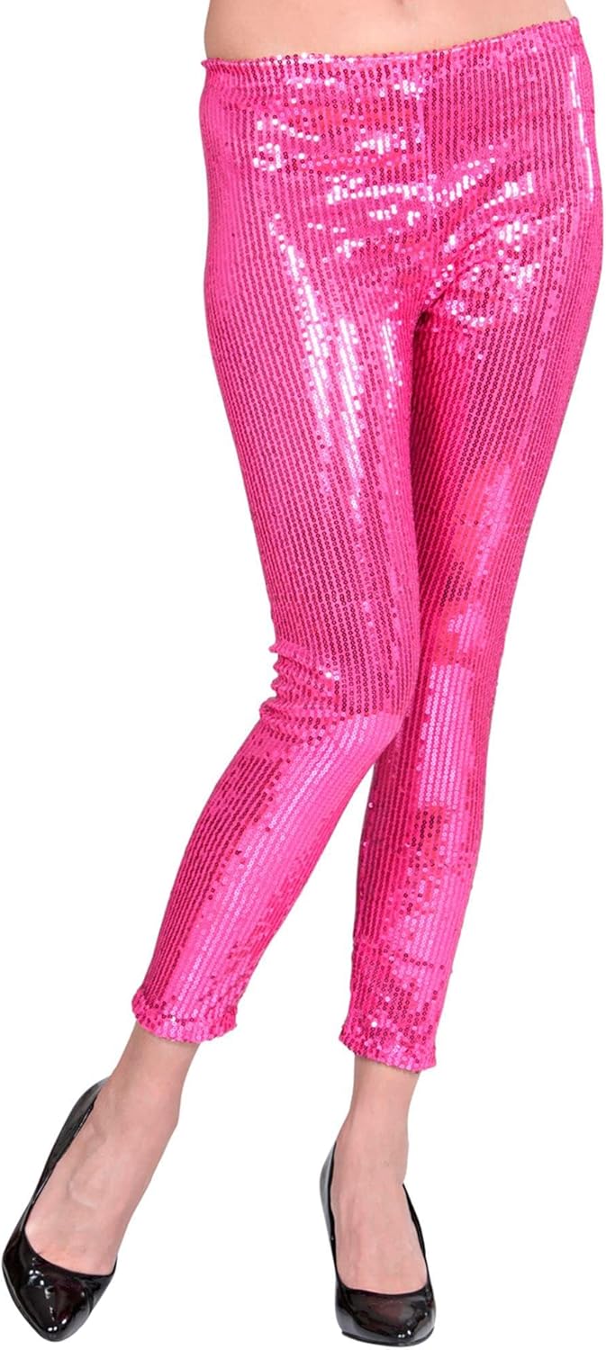 W WIDMANN MILANO Party Fashion - Leggings mit Pailletten, glänzend, Disco Fever, für Faschingskostüm