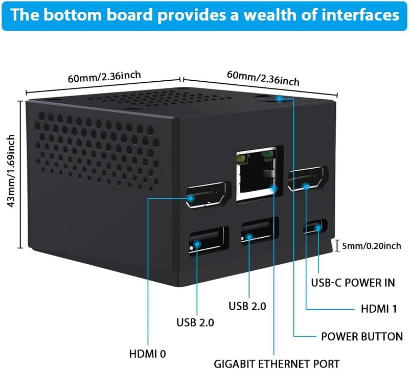 GeeekPi DeskPi Mini Cube for Raspberry Pi CM4,DeskPi Mini PC Case with Aluminum Alloy Radiator Built