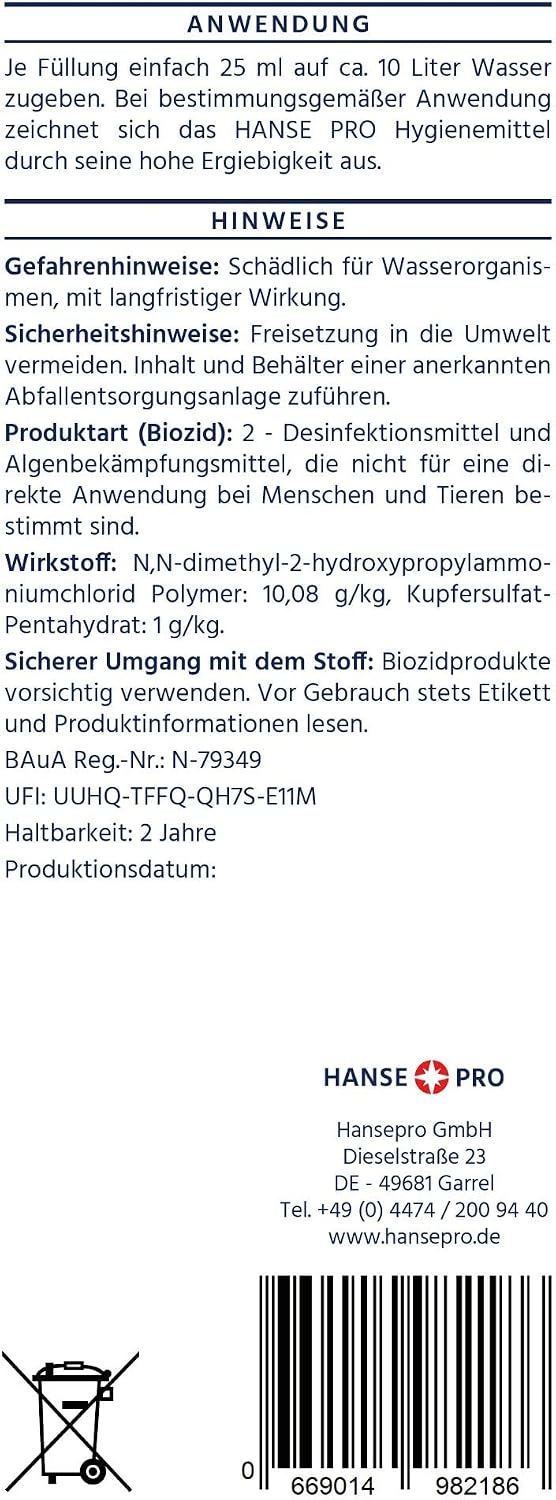 HANSE PRO Hygienemittel Professional, 4 x 1000 ml I Für Luftbefeuchter, Luftreiniger, Luftwäscher, H