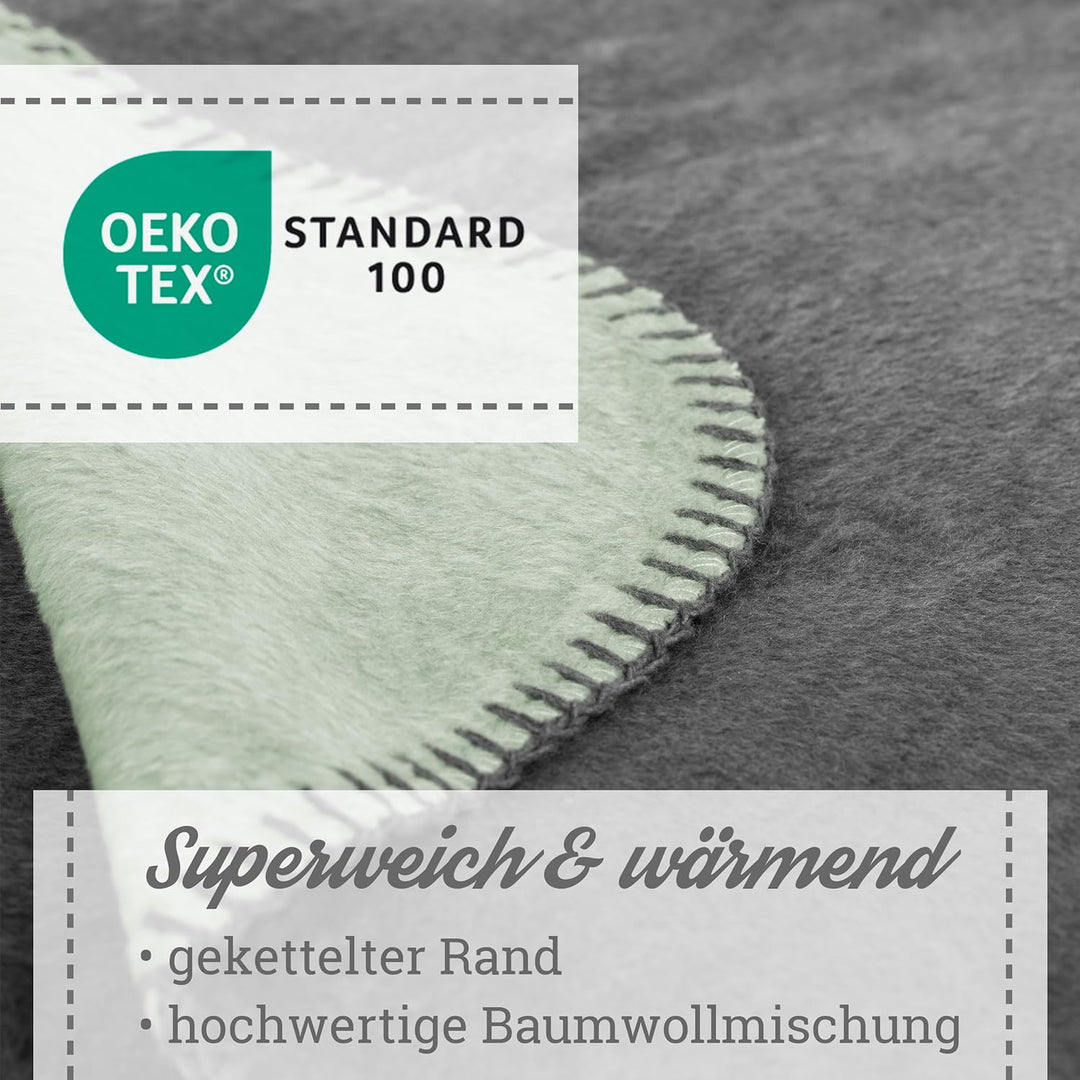 Moon Doubleface Kuscheldecke, Wohndecke aus Baumwollmischung - ca. 150x200 cm mit geketteltem Rand (