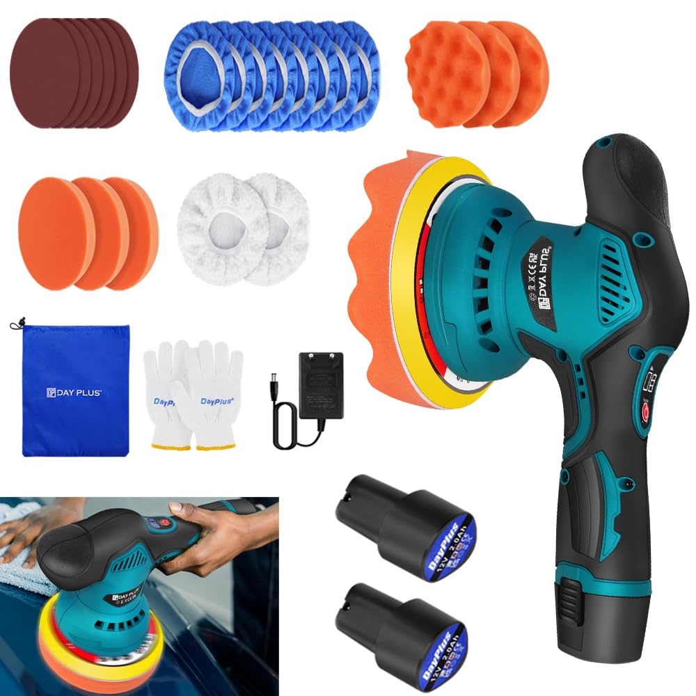 Qimu Akku Poliermaschine, Auto Poliermaschine Set 22pcs, Dual Action Elektrische Poliermaschine mit