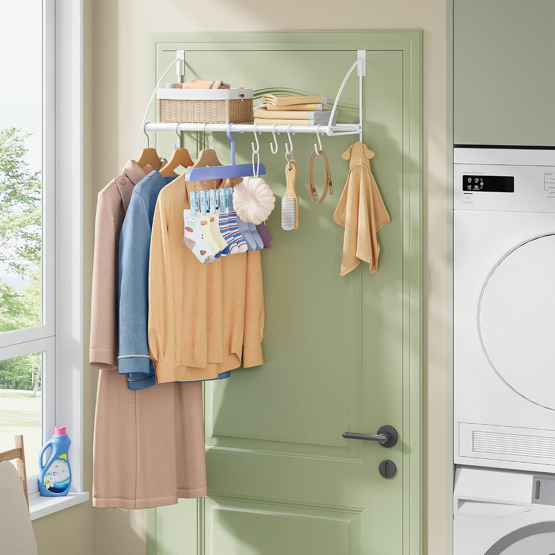 Tajsoon Türgarderobe mit Ablagerung und 6 Haken (Weiβ, 61.5CM) Weiss 61.5CM, Weiss 61.5CM
