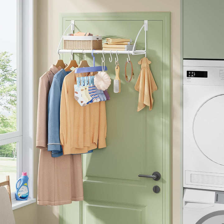 Tajsoon Türgarderobe mit Ablagerung und 6 Haken (Weiβ, 61.5CM) Weiss 61.5CM, Weiss 61.5CM