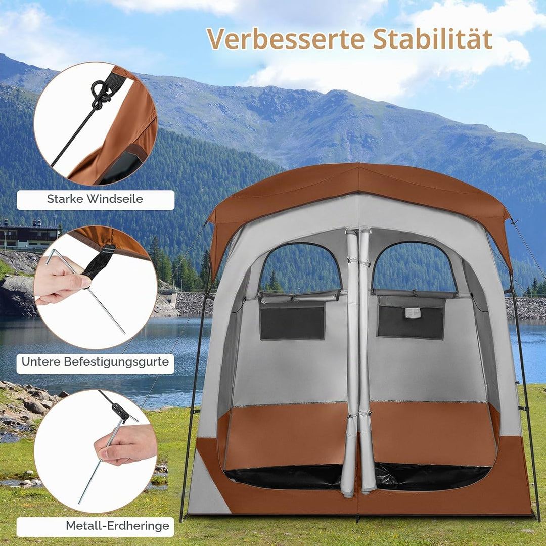 HOMASIS Duschzelt für 2 Personen, tragbares Umkleidezelt für Camping, Toilettenzelt mit Aufbewahrung