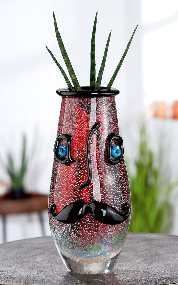 GILDE GlasArt Design-Vase Beard Glas rot 39870