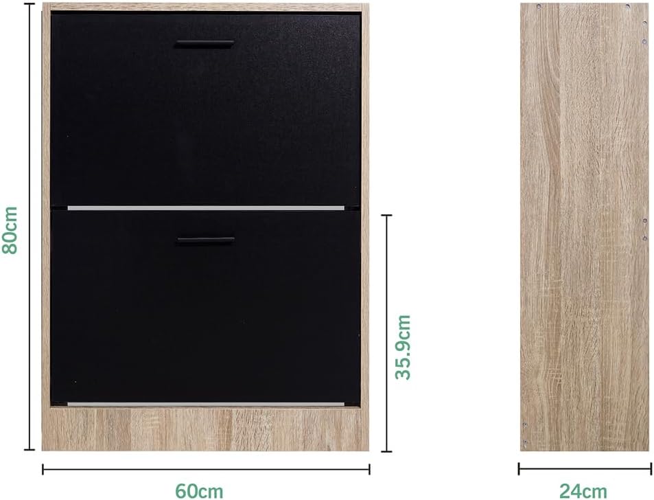 CASABEL Schuhschrank für 12 Paar – grosse Kapazität für den Eingangsbereich – L 60 x T 24 x H 80 cm