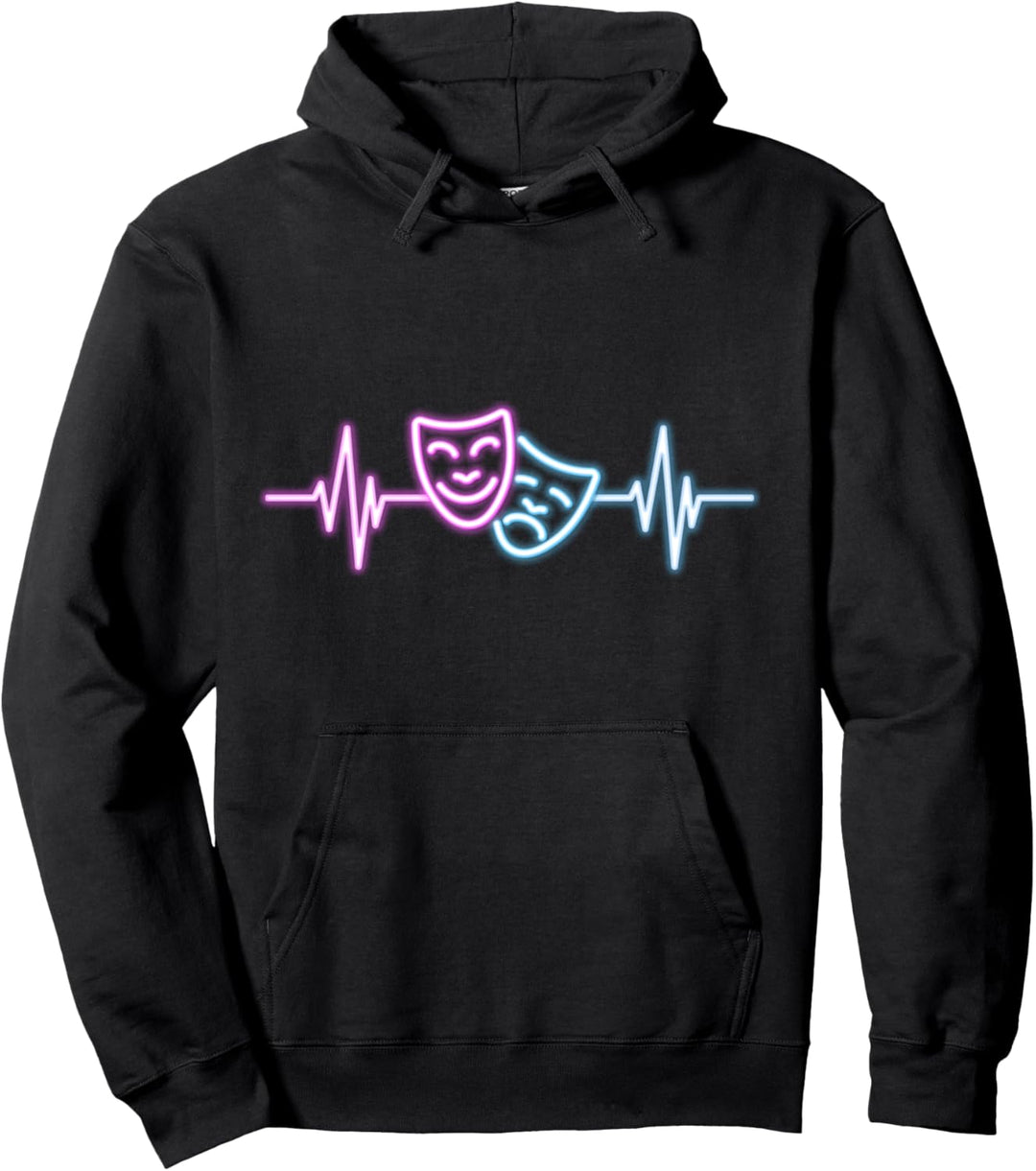 Theater Kunst Maske Heartbeat Komödie und Tragödie Theater Pullover Hoodie
