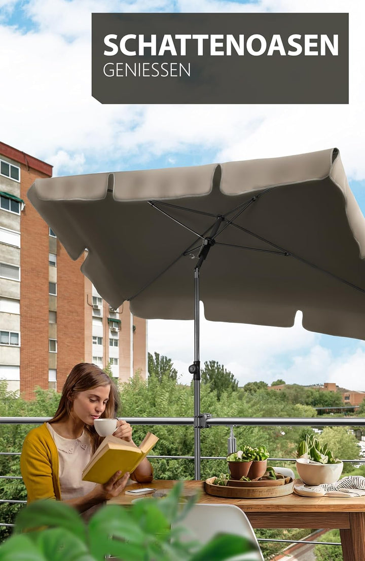 4smile Sonnenschirm Balkon SunnyShade - Sonnenschutz Balkon 3-in-1 SET, Taupe - UPF 50+ Sonnenschirm