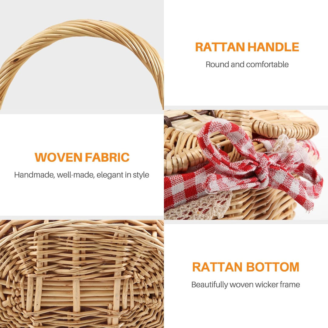 Happysnow Wicker Picknick Korb im Land Haus mit Deckel und & Liner für Picknicks, Partys und Grill A
